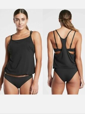 New Athleta Seascape Bra Cup Tankini Top Black Size 32B/C